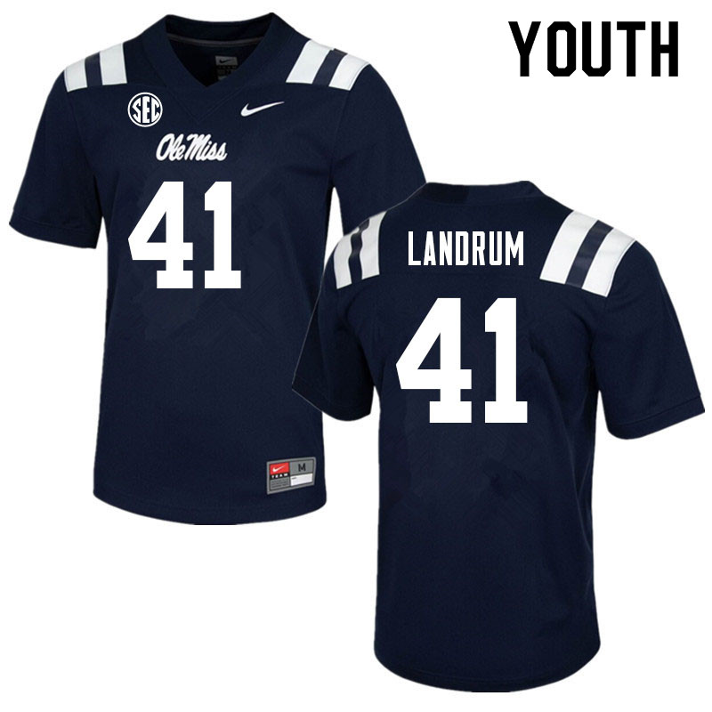 Solomon Landrum Ole Miss Rebels NCAA Youth Navy #41 Stitched Limited College Football Jersey VNN2858PQ